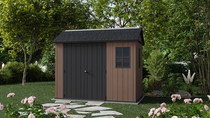 Casetta Box da Giardino 230x287x246 cm Newton Plus 759/975 Doppia Opzione Montaggio in Resina Evotech+ Nero