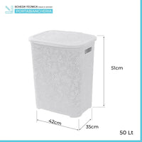 Portabiancheria salvaspazio in plastica bianca con capienza 50 lt