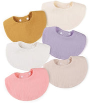 Set di 6 asciugamani per bambini, bandane assorbenti morbide, asciugamani per latte, asciugamani per bambini con 2 spille regolabili - A