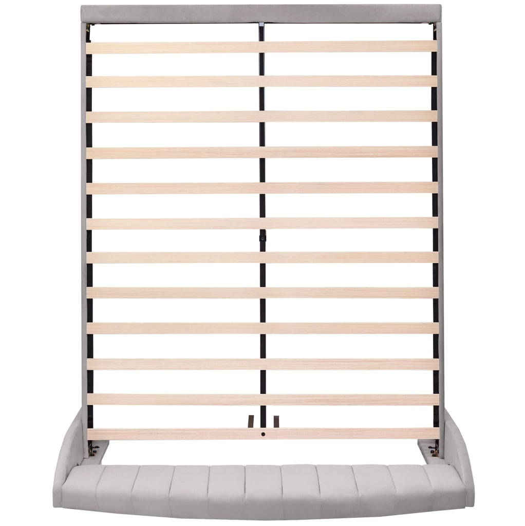Letto imbottito matrimoniale 160x200 cm in velluto grigio con testiera e rete a doghe
