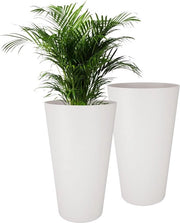 Vaso di Fiori Alto per Uso Indoor e Outdoor (2 Pezzi) - 30 cm Alto Box Decorativo di Fiori Plastico (Pacco di 2 Bianco Normale)