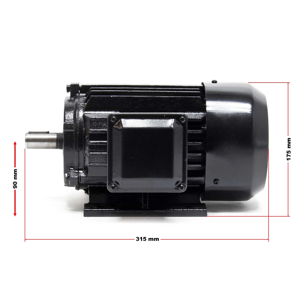 Motore elettrico trifase asincrono, 400V, 2 poli 1,5 kW (2CV), avvolgimento in rame, montaggio B3
