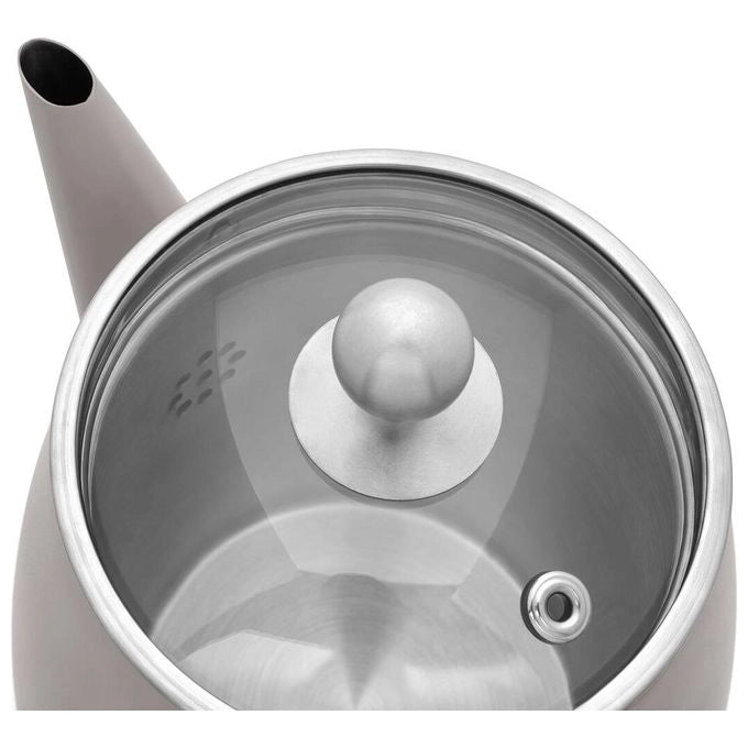Bredemeijer 111016 Duet Eva Teiera singola 1100 ml Acciaio Inox 304 Doppia Parete con Filtro Beccuccio Antigoccia Maniglia Ergonomica colore Grigio Beton