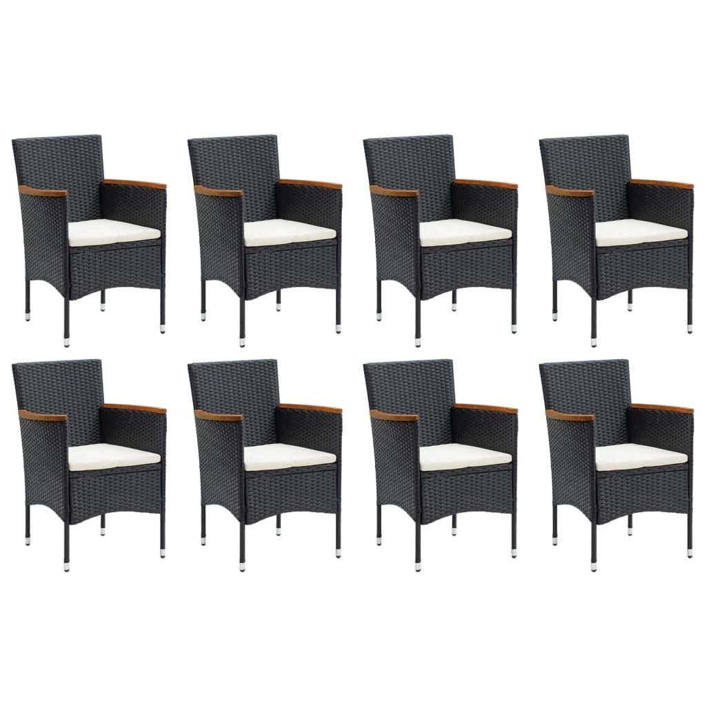 Set da pranzo da giardino in resina intrecciata nera da 9 pezzi e cuscini 02_0014918
