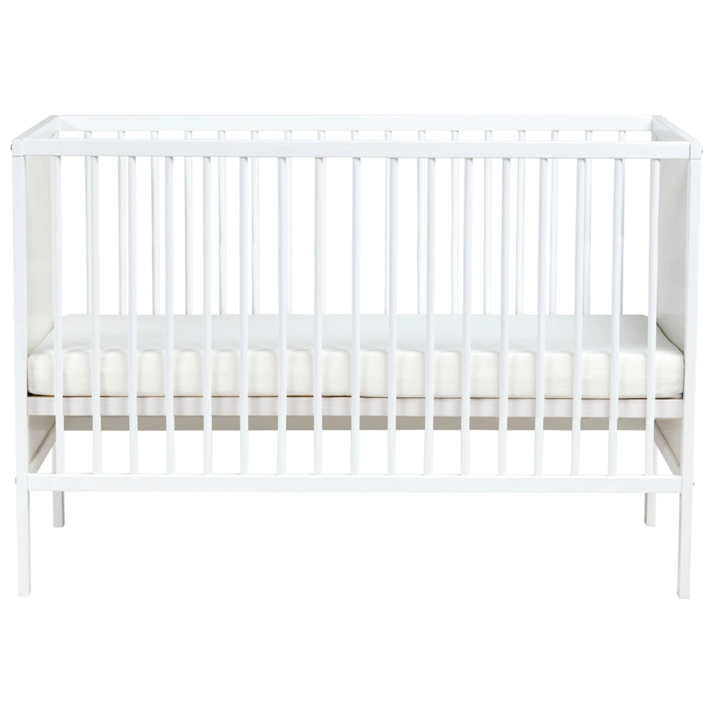 Lettino per neonati in MDF bianco 60 x 120 cm con barre regolabili in altezza Dimensioni standard Accessori per la cameretta minimalista