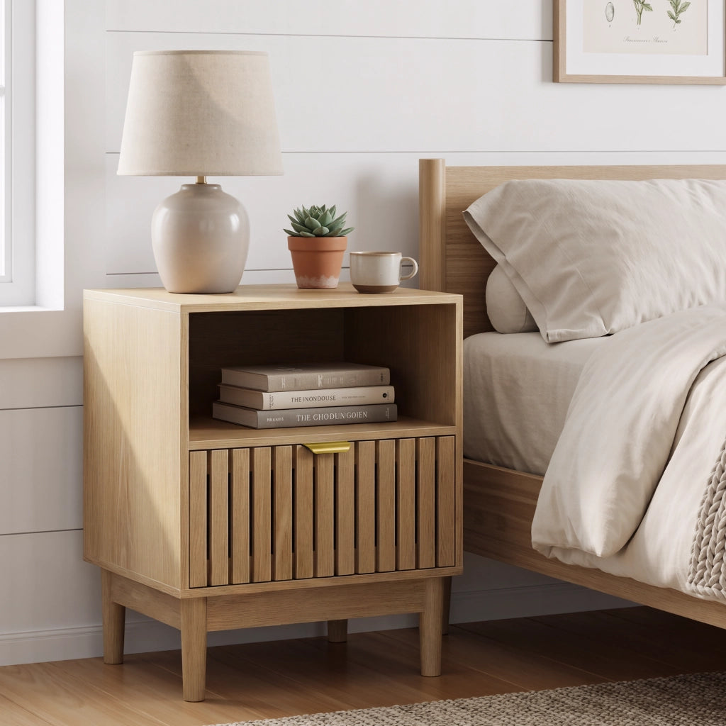 Comodino in Rovere con Cassetto ¨C MINIMAL ¨C 45x39x56,5 cm