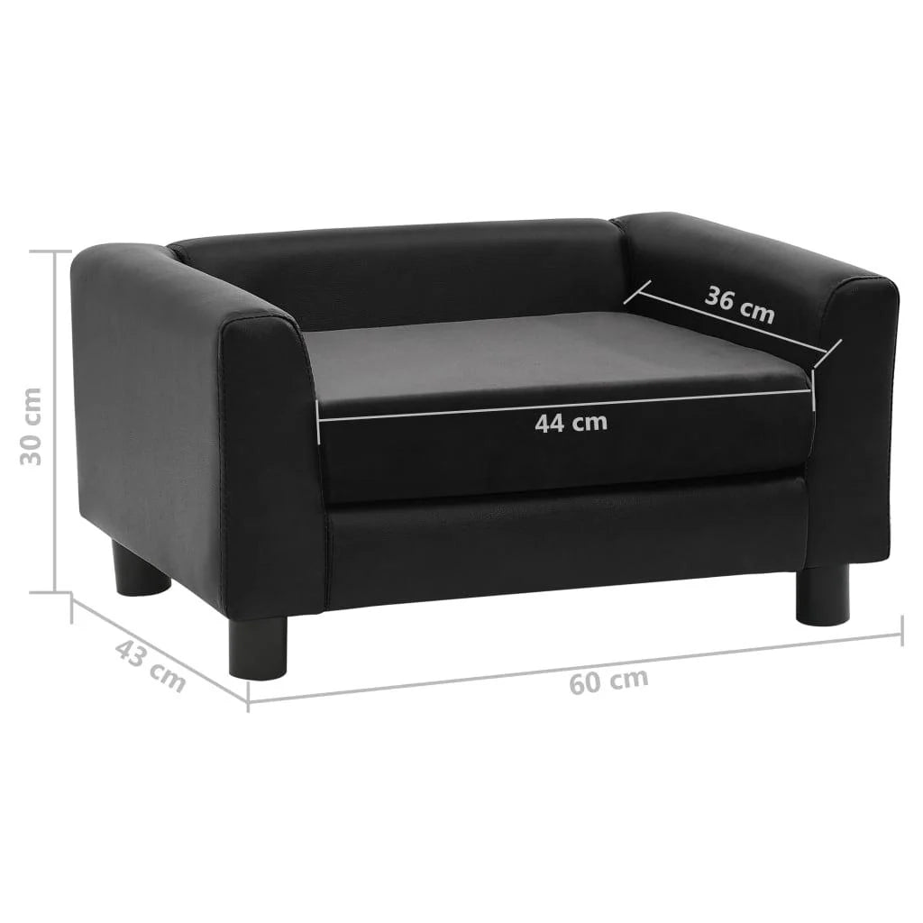 Divano per cani nero 60 cm in peluche e sintetico nero 02_0000197