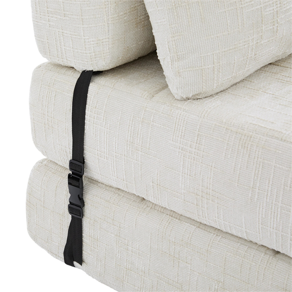 Divano letto pieghevole con schienale, cuscini per testa e zona lombare, in Ciniglia Beige