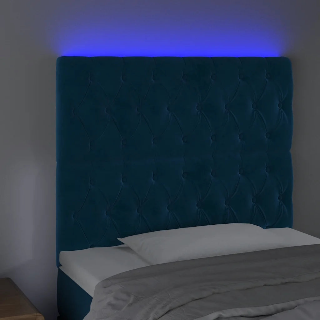 Testiera a LED Blu scuro 90x7x118/128 cm in Velluto 3122800