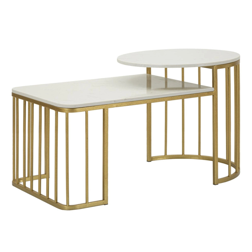 Tavolino VKH792, Oro, Metallo, 90x50x50 cm