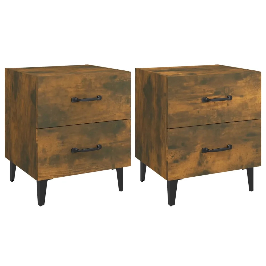 Comodini 2 pz-Set di 2 Tavolino da notte Rovere Fumo 40x35x47,5 cm