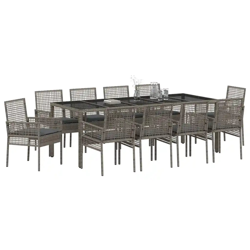 Set da Pranzo per Giardino 11 pcs Grigio polyrattan 3334878