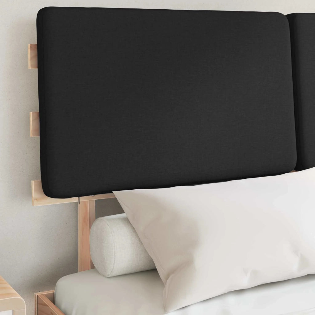 Letto con Testiera Rivestita Nero 160 x 200 cm Pino massello