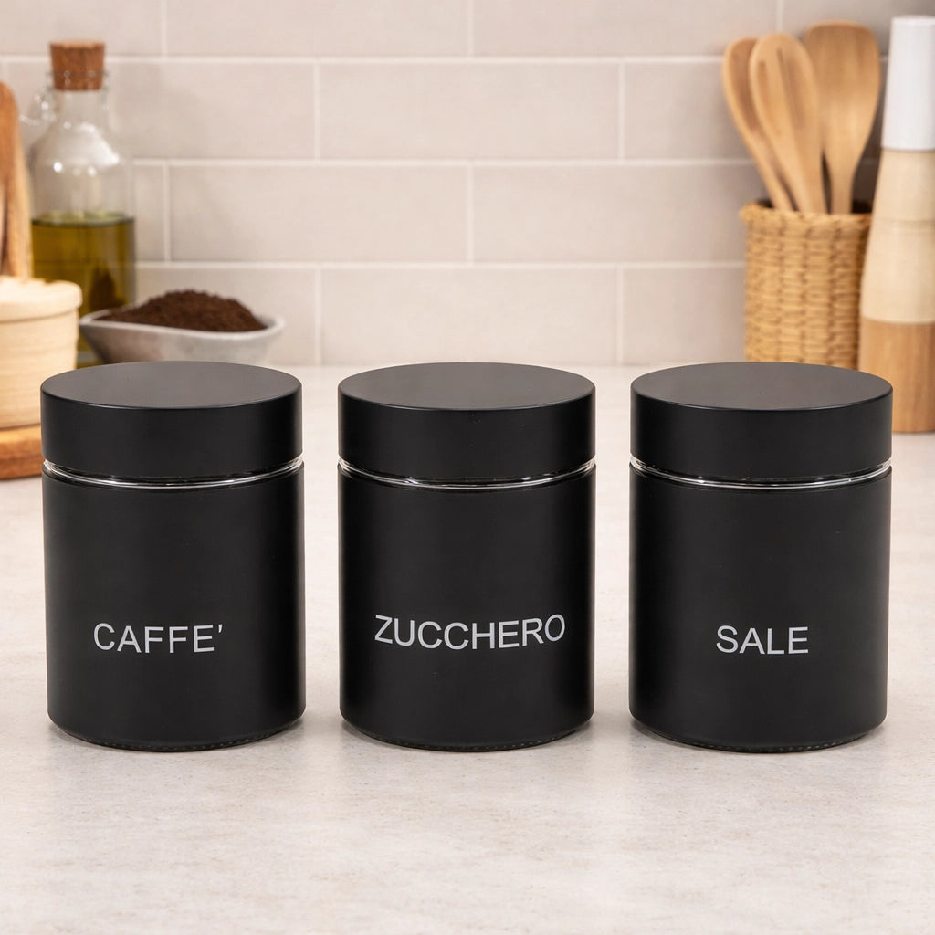 Set 3 Barattoli da Cucina – 75 cl COLORE: NERO