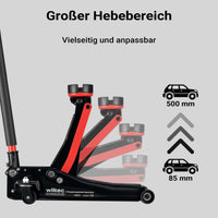 Martinetto idraulico 3 t 85-500mm Cric sollevatore a carrello con doppio pistone