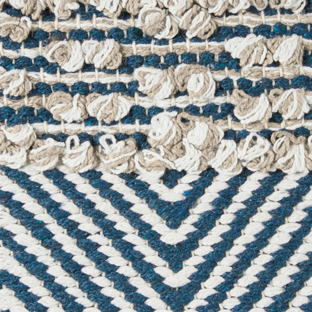 Set di 2 cuscini decorativi beige e blu in cotone 45 x 45 cm Modello geometrico fatto a mano fodera rimovibile con imbottitura stile boho