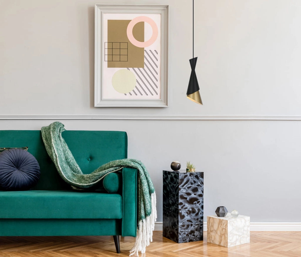 Lampada a sospensione Italux Malia nero/oro E27 Ø13,5