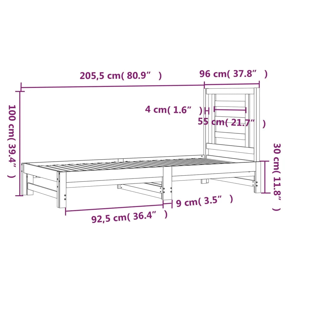 Dormeuse Estraibile 2x(90x200) cm in Legno Massello di Pino 3108602