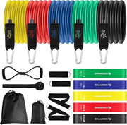 Set di cinque cinture di resistenza per allenamento di forza - con manubrio e anello singolo per cinghie - per crossfit calisthenics pilates fisiokinesiterapia