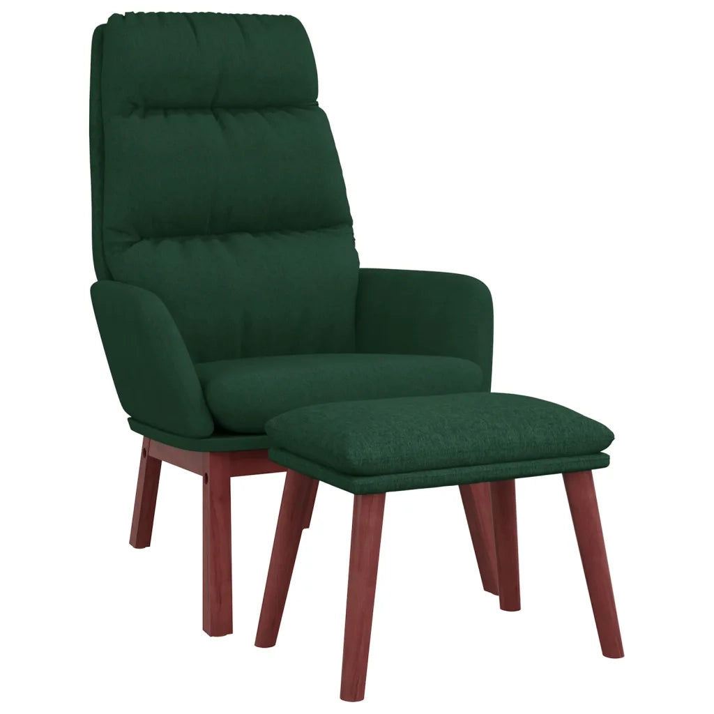 Poltrona Relax con Poggiapiedi Verde Scuro in Tessuto 3097568