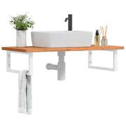 vidaXL Ripiano a Parete per Lavabo in Acciaio e Massello di Faggio