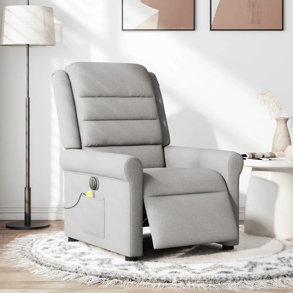 Divano Sedia-Poltrona Reclinabile Massaggio Elettrica Grigio Nuvola Tessuto 501643