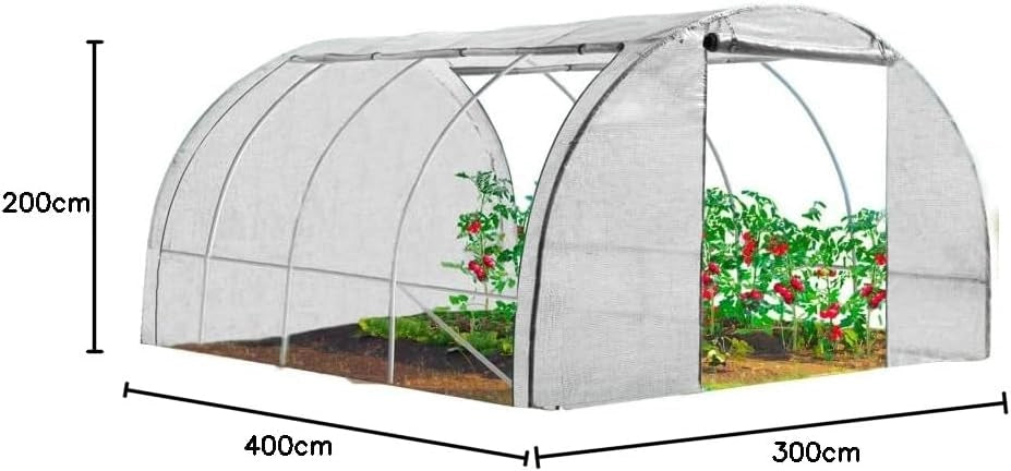 Lona de recambio de 130 gr/m² para 12m² de invernadero blanco de 4 estaciones ZEBRA