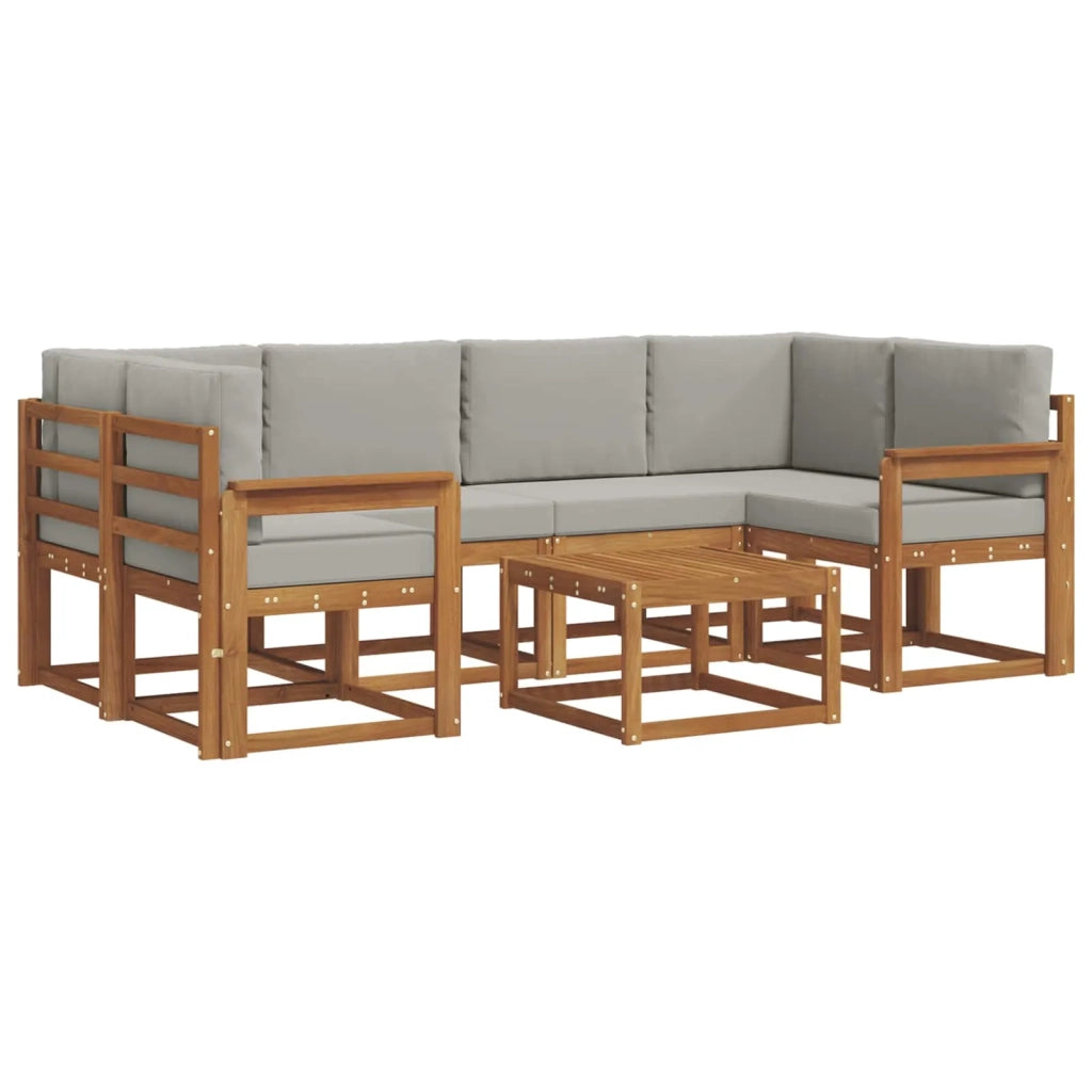 Set di divani da esterno 7 pcs Grigio Naturale e Chiaro