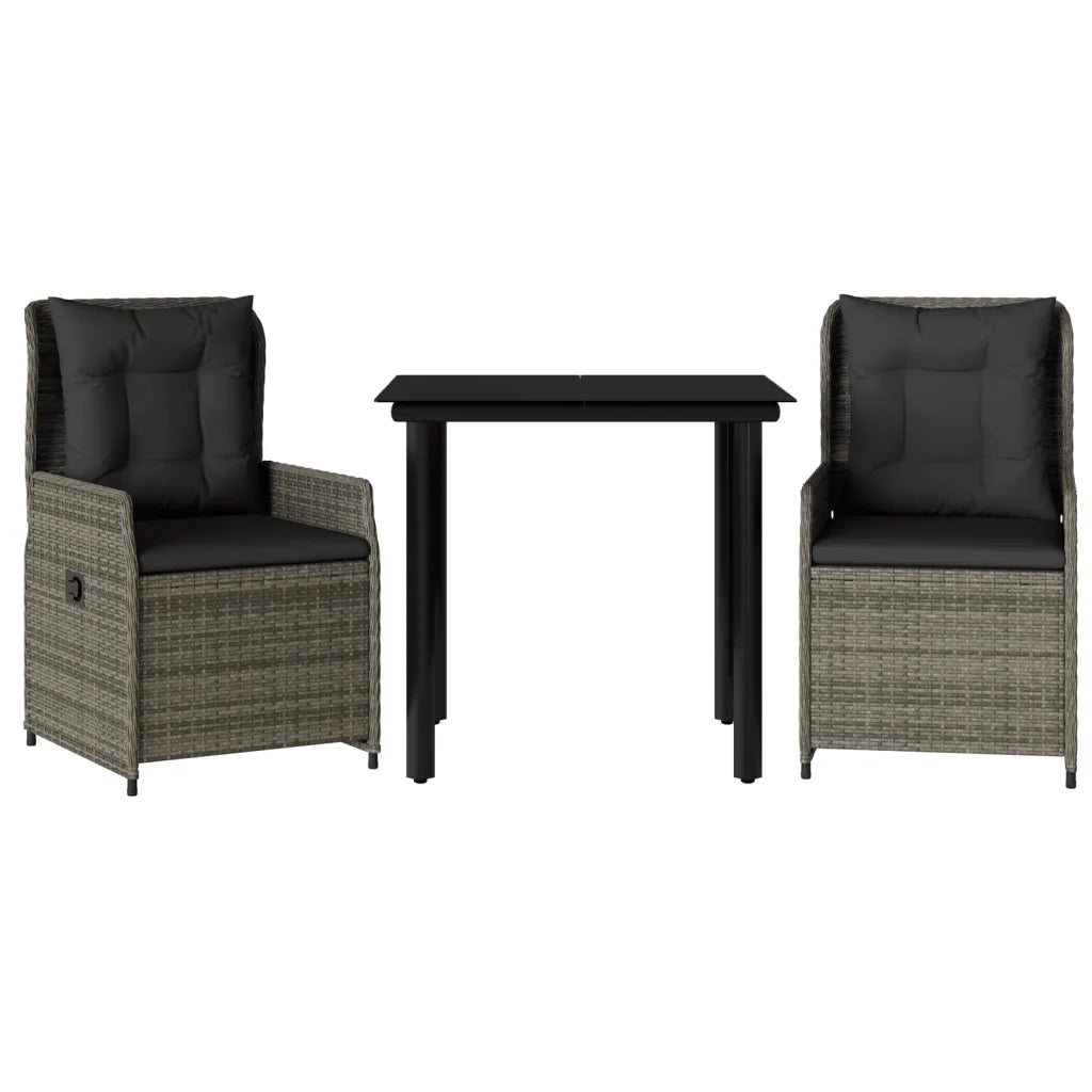 Set da Pranzo da Giardino 3 pz con Cuscini in Polyrattan Grigio 3262861