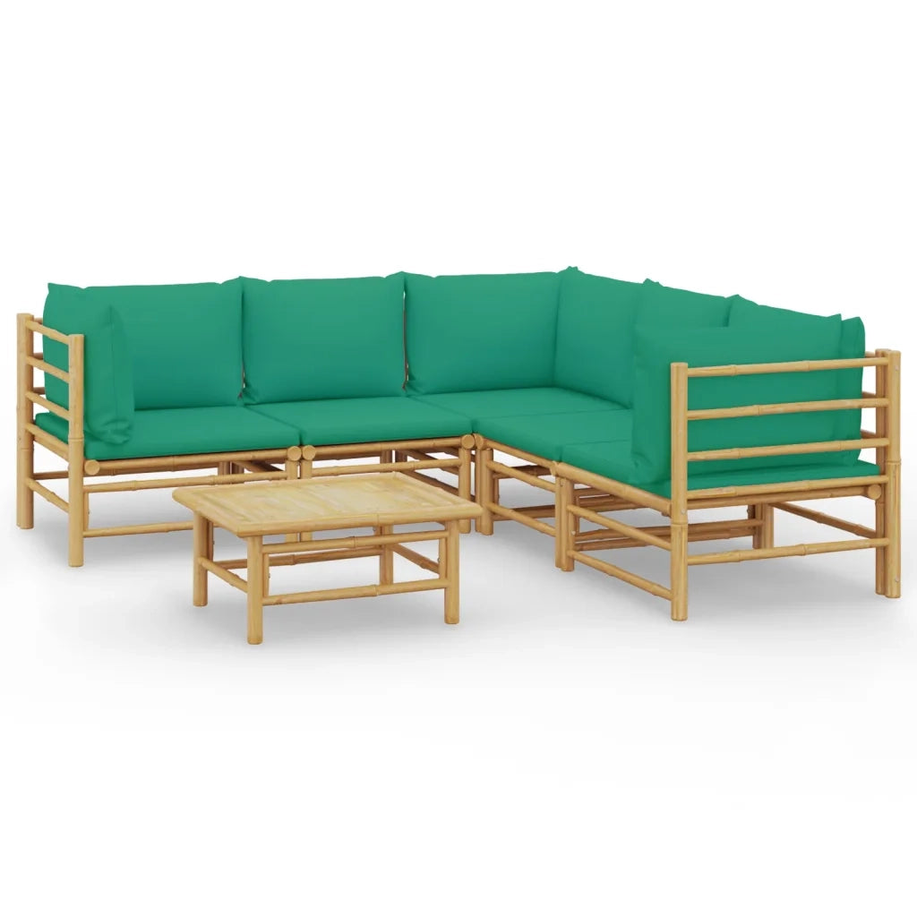 Set Salotto da Giardino 6pz con Cuscini Verdi BambÃ¹cod mxl 76306