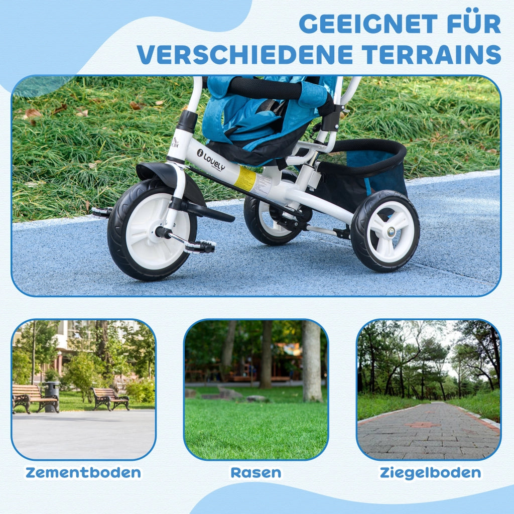 Triciclo per bambini ¨C Xylo ¨C metallo blu con cestino e portabicchiere