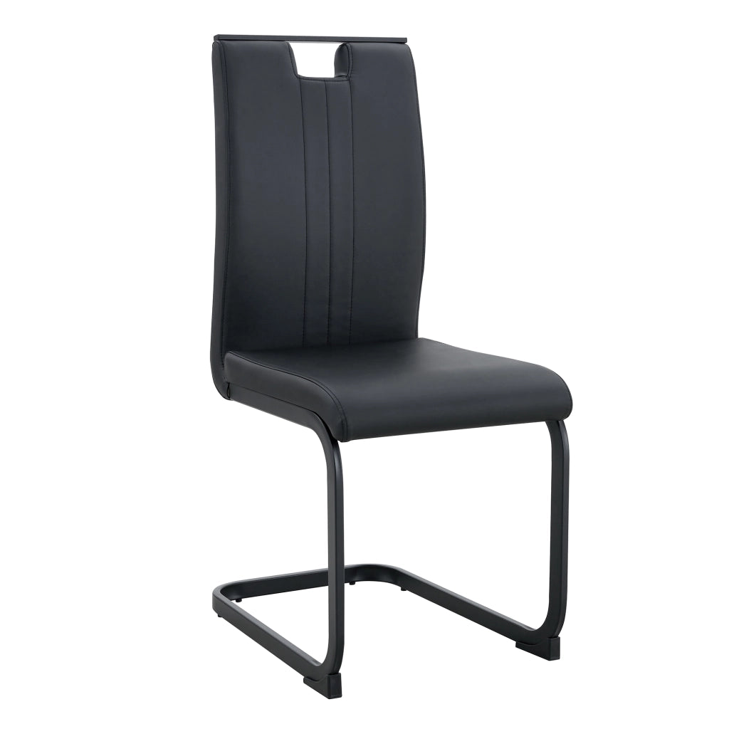 Set di 2 sedie da pranzo con schienale ergonomico e piedini antiscivolo per ufficio in similpelle nera