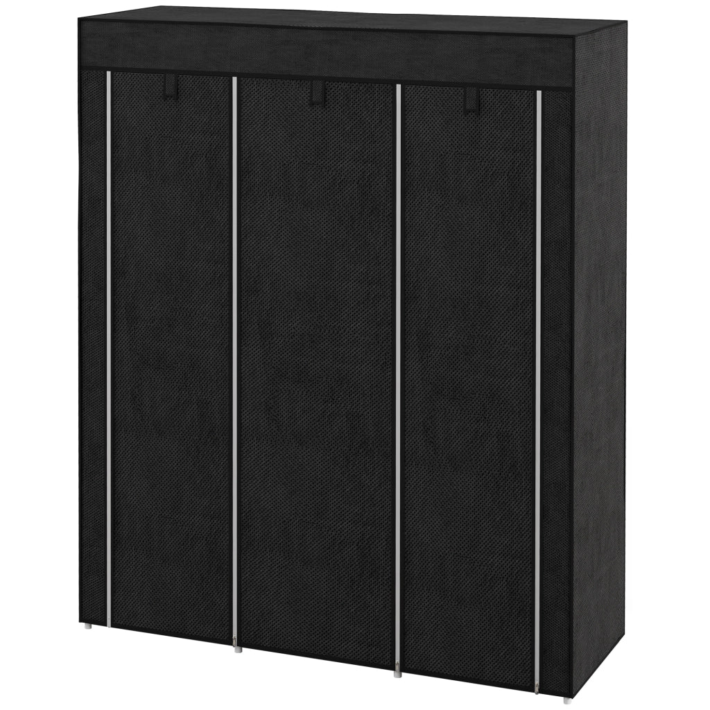 Armadio Pieghevole Portatile con Ripiani e Appendiabiti ¨C zephmum ¨C 125x43x162,5 cm Nero