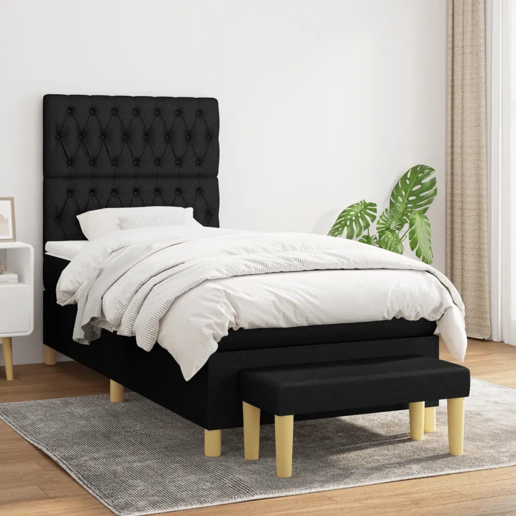 Giroletto a Molle con Materasso Nero 100x200 cm in Tessuto