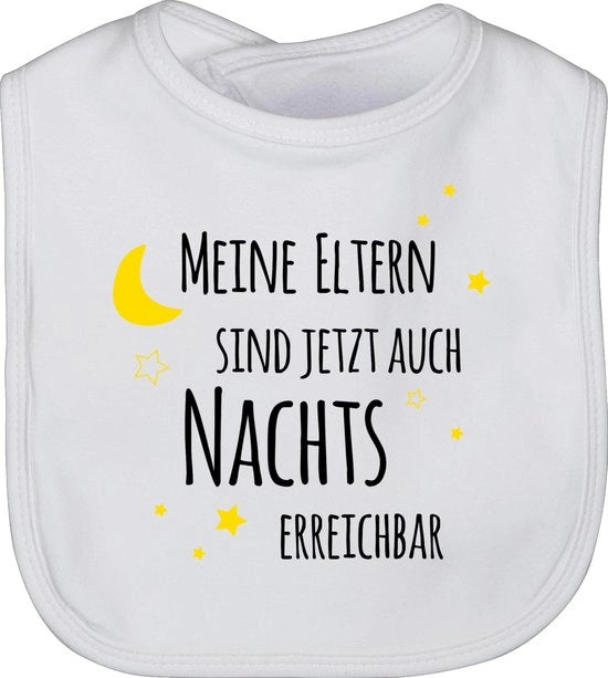 Slabbetti con slogan - Mijn ouders sono ora disponibili anche a notte stellata nero/giallo - Unisize - Bianco - giocose cose per bambini slogan slabbetti abbigliamento per bambini con affascinanti slogan