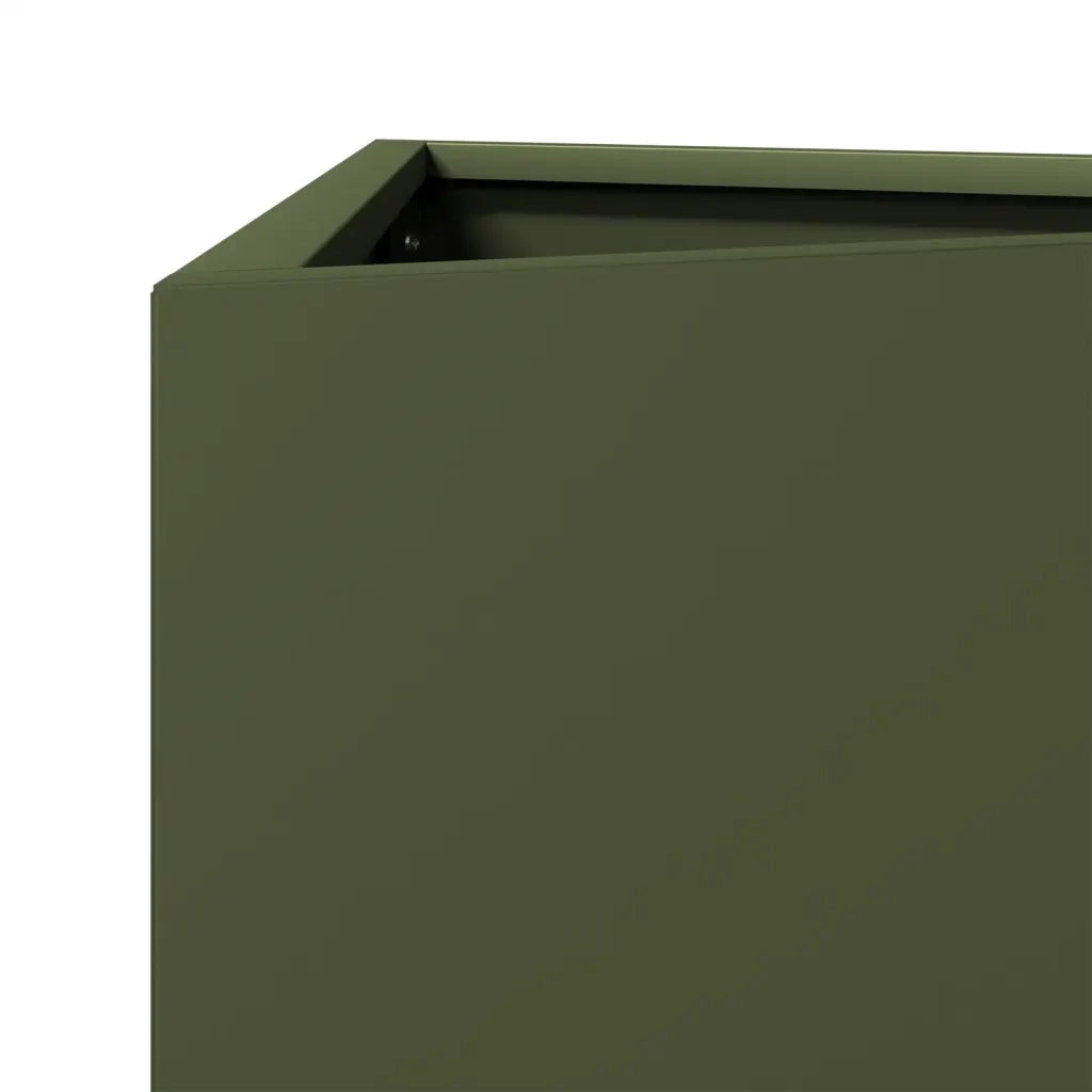 Fioriere 2 pz Verde Oliva Triangolari 30x26x75 cm in Acciaio 851150