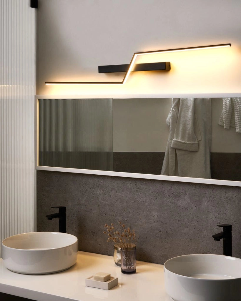 Lampada da tavolo nera con specchio  LED in metallo orizzontale stile moderno Noceda