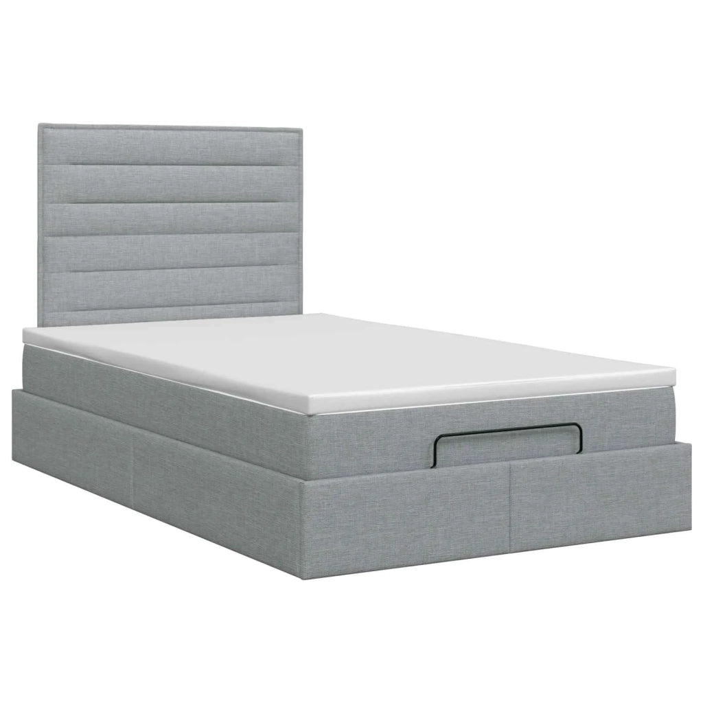 Letto ottomano con materasso Grigio Chiaro 120 x 190 cm Tessuto 3457390