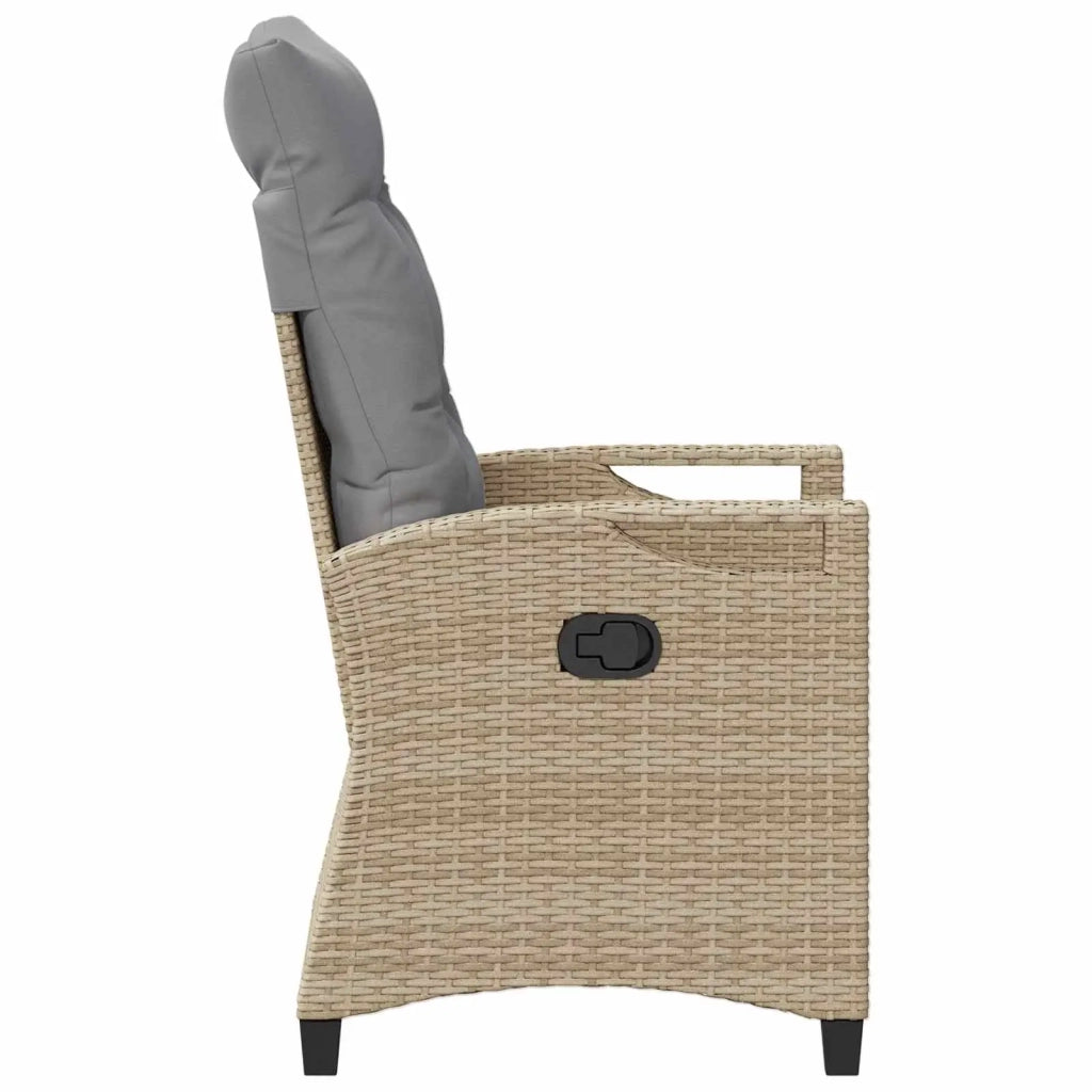 Sedia da giardino reclinabile Beige e Grigio Chiaro polyrattan
