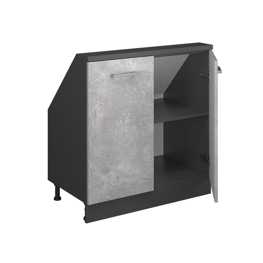 Mobile cucina sottotetto R-Line Calcestruzzo/Antracite 80 cm con 2 porte Vicco