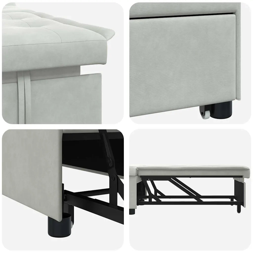 Divano letto-Sofa Letto-Daybed Grigio chiaro 194 x 67 x 82 cm Velluto