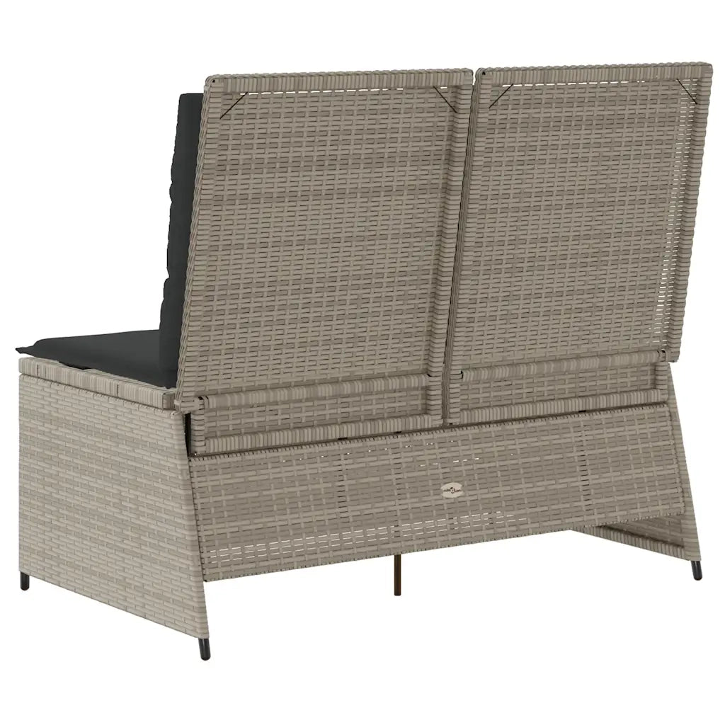Panca Reclinabile Giardino con Cuscini-Sgabello-Sedia da esterno Grigio Chiaro Polyrattan 881604