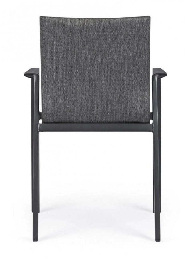 Set 4 Sedie da Giardino 55,5x60x83h cm con Braccioli Odeon Antracite Gr Scuro