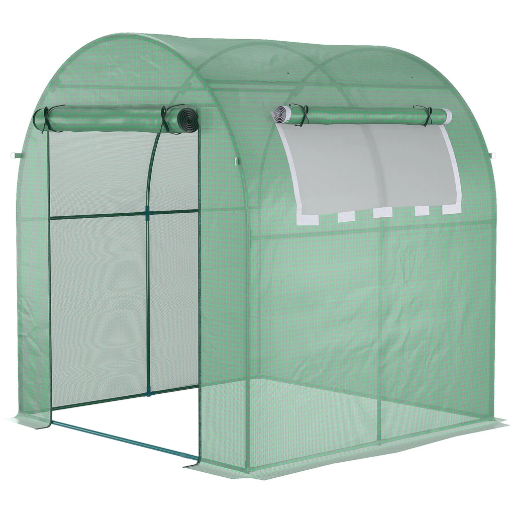 Serra verde 180 x 180 x 200 cm con porta avvolgibile