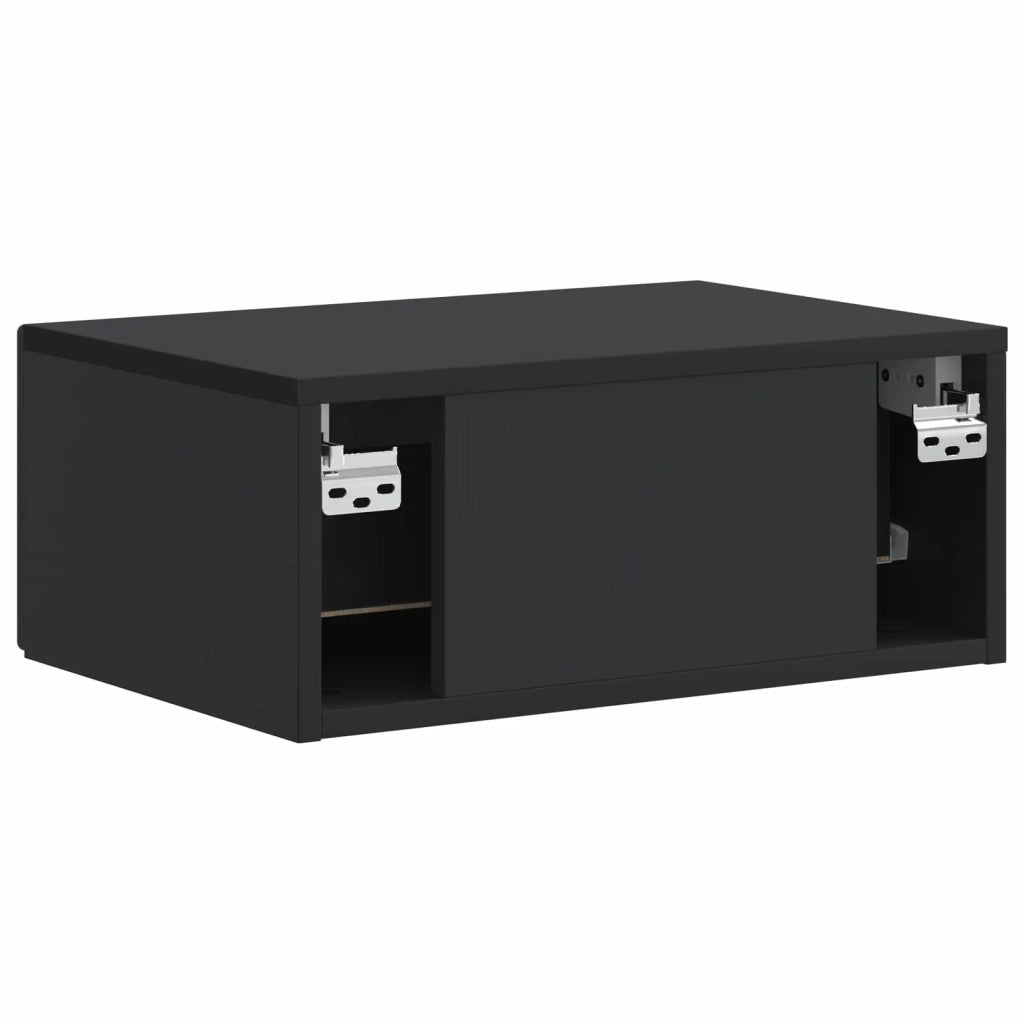 Set di 2 Comodini | Armadio da Notte | Mobiletto da notte a muro Nero 49 x 34,5 x 20 cm