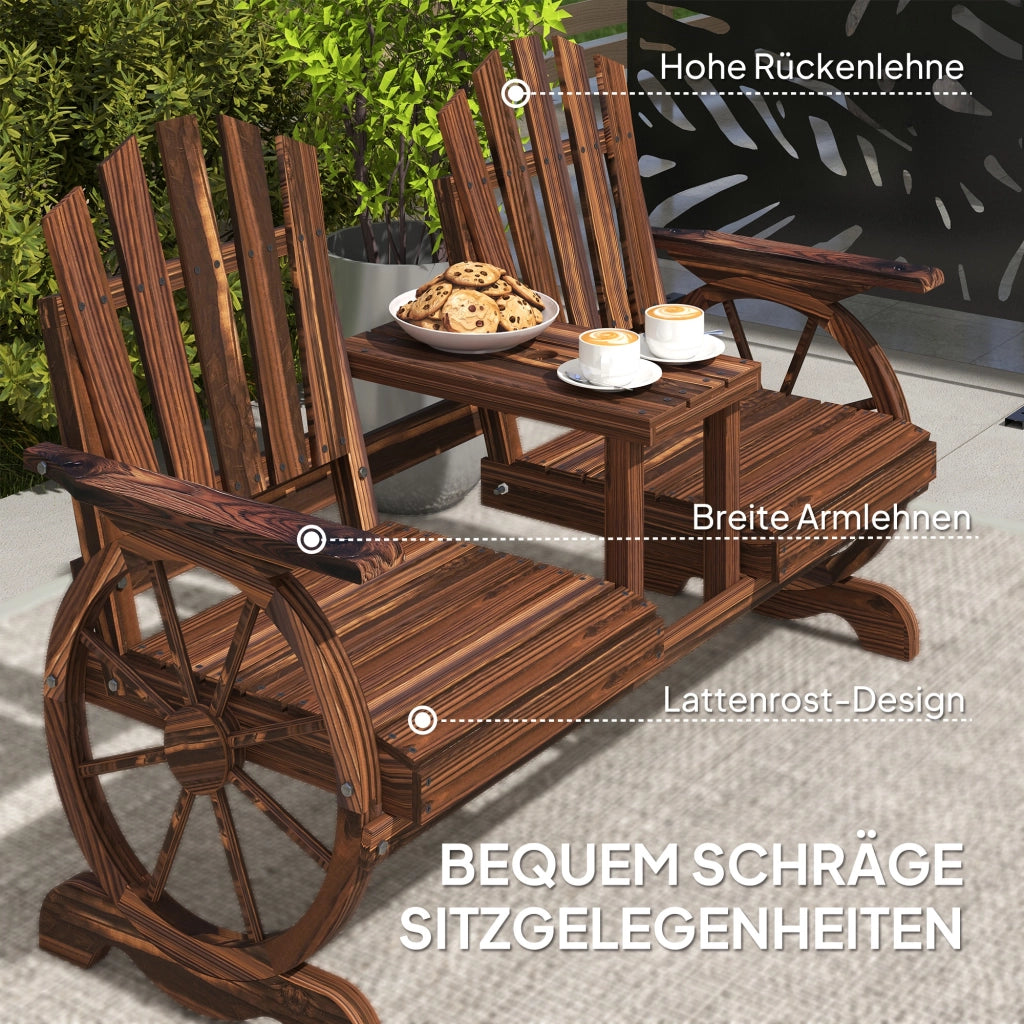 Panchina da Giardino 2 Posti ¨C zephmum ¨C Legno Massello, Colore Antracite, 154x65x102 cm