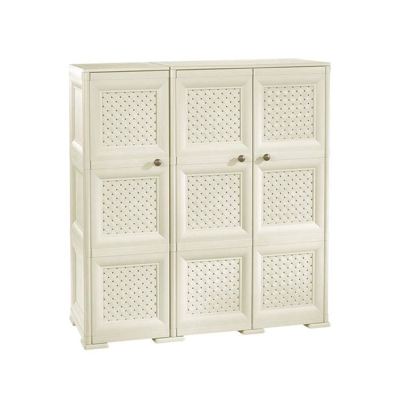 ARMADIO 3 ANTE ANGORA 118X43X125 CM CON PUNTALI E ANTE TRAFORATE – MOBILE ALTO DECORATIVO PER ZONA GIORNO E INGRESSO