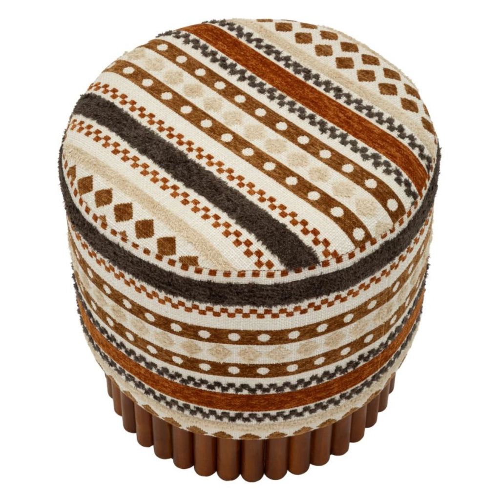 Pouf etnico compatto multicolor in poliestere
