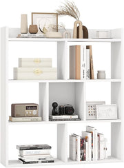 Libreria a Cubi con 7 Scomparti, Mensola Espositiva per l'Archiviazione, Libreria in Legno con Dispositivi Anti-Ribaltamento, per Studio Soggiorno, 80x20x90 cm (Bianco)