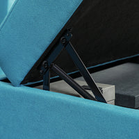 Divano 3 Posti Componibile Modulare con Pouf Poggiapiedi e Cuscini 213x156x88 cm Blu